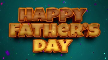 4k Mutlu Babalar Günü animasyonu. Parlayan ışıklar ve düşen konfetiler ve mutlu babalar günü dilekleri. Baba, baba, baba, baba. Baba, baba, baba, baba. Mutlu babalar günü bayrağı 