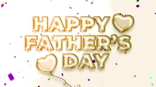Happy Ojców Dzień Animacji Świecącymi Światłami Spadające Confetti Szczęśliwymi Życzeniami — Wideo stockowe