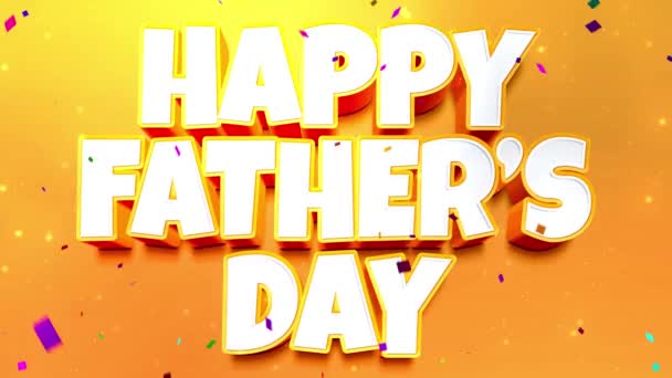 Happy Otců Den Animace Zářícími Světly Padající Konfety Přáním Šťastných — Stock video