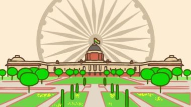 4K Happy independence Day India, 15th August, Indian Monuments and Tricolor background. Indian motion graphic 4k animation. Indian  Independence day celebration 15 Aug 1947. Ashoka chakra Indian flag