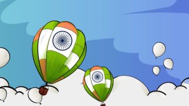 4K Happy independence Day India, 15th August, Indian Monuments and Tricolor background. Indian motion graphic 4k animation. Indian  Independence day celebration 15 Aug 1947. Ashoka chakra Indian flag