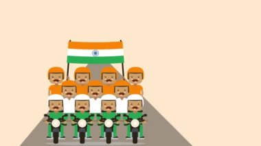 4K Happy independence Day India, 15th August, Indian Monuments and Tricolor background. Indian motion graphic 4k animation. Indian  Independence day celebration 15 Aug 1947. Ashoka chakra Indian flag