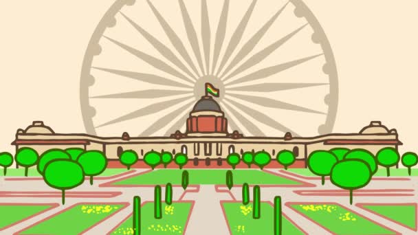 Ευτυχισμένη Ημέρα Ανεξαρτησίας Ινδία Αυγούστου Ινδικά Μνημεία Και Tricolor Φόντο — Αρχείο Βίντεο