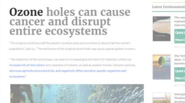 4k Earth ozone layer news internet journalism stop motion animation.  climate change green house effect concerns for earth health. Ecology environment health background. save Earth stop pollution.