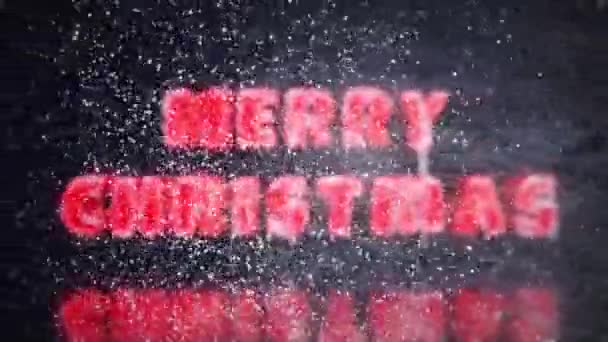 4K快乐圣诞概念动画与可爱的动画 快乐圣诞字母与圣诞树和雪花飘落圣诞祝福或圣诞礼物背景 圣诞佳节 — 图库视频影像
