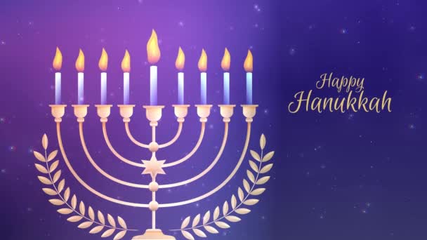 Hanukkah Üdvözlő Animáció Menorah Égő Gyertyákkal Háttér Hanuka Zsidó Ünnep — Stock videók