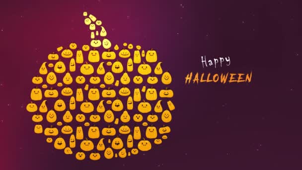 Halloween Bakgrund Animation Mörkblå Natt Halloween Bakgrund Med Pumpor Och — Stockvideo