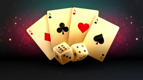 Resumen Casino Rummy Dice Neon Banner Ads Fondo — Vídeos de Stock