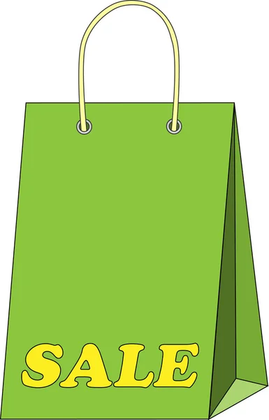 Zielona torba na zakupy z słowo sprzedaż — Wektor stockowy