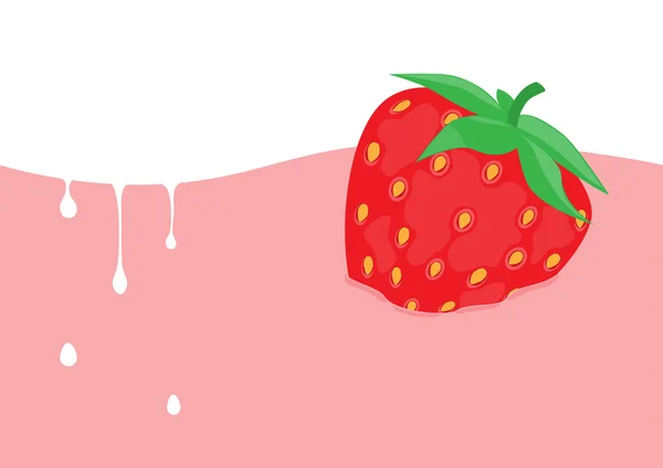 Strawberry in yoghurt — Stock Vector