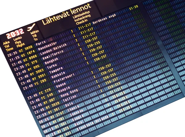 Departure screen in airport — Stock Photo, Image