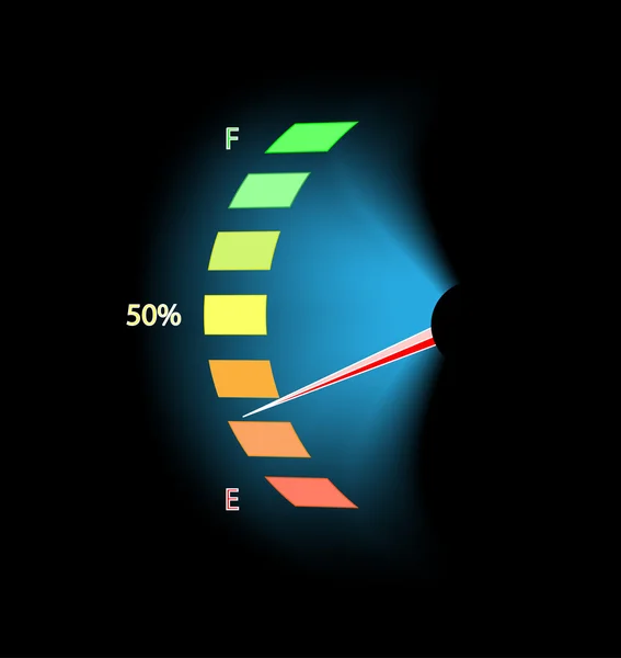 黒の上の燃料レベルのデバイス — ストックベクタ
