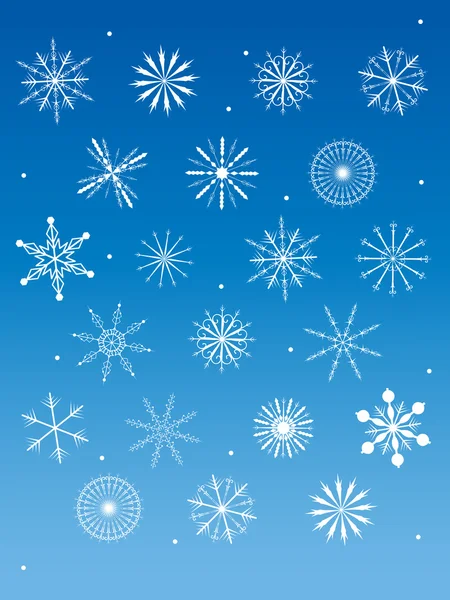 Snowflakes collection on blue background — Stock Vector