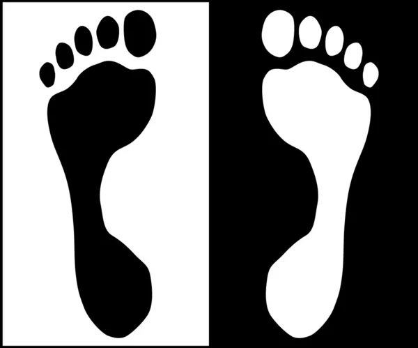 Cetak kaki hitam dan putih - Stok Vektor