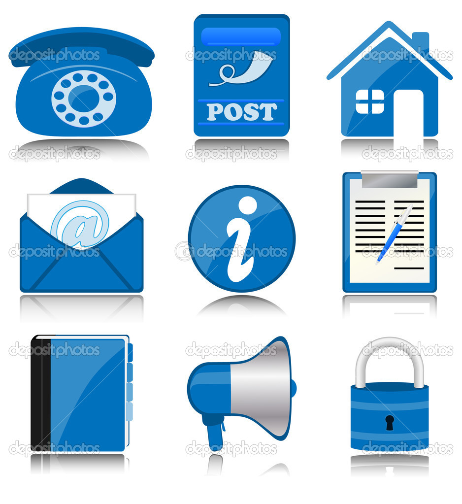 Blue communication icons.