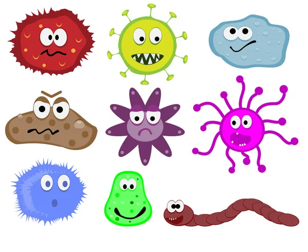 Cartoon buggar och bakterier — Stock vektor