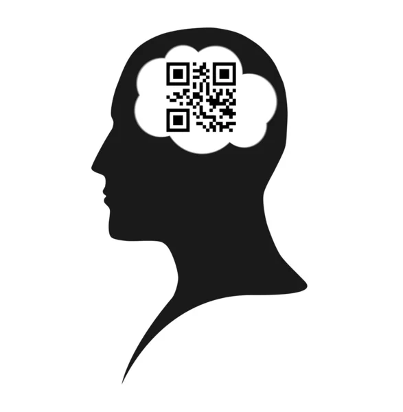 QR code in human head — Stock Vector