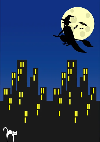 Night city. Halloween night — Stock Vector