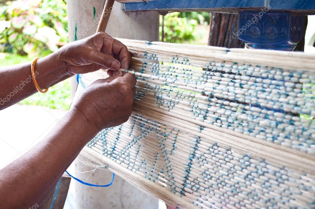 Process of weaving, dyeing, weaving ancient Thailand as silk