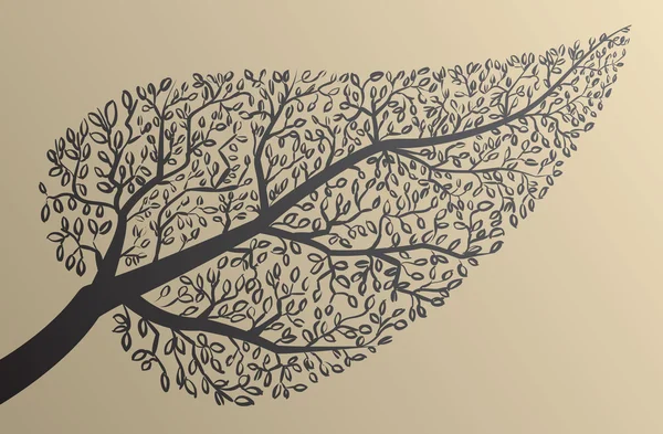 Silhouettes d'arbres. Forme de feuille. Illustration vectorielle . — Image vectorielle