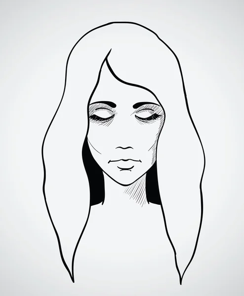 Esbozo de una mujer hermosa. Ilustración vectorial dibujada a mano — Vector de stock