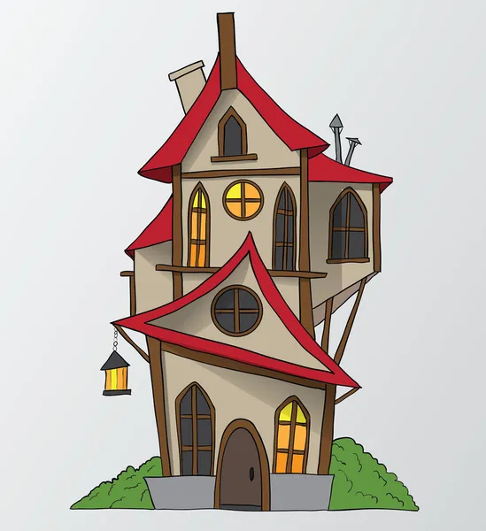 Divertida ilustración vectorial de dibujos animados casa — Vector de stock