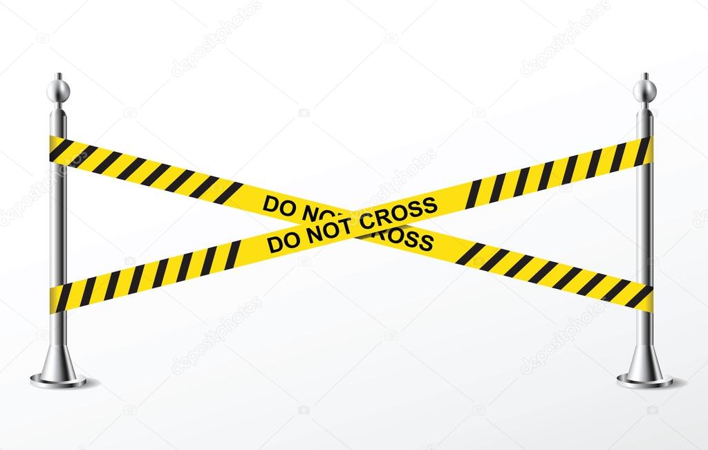 Do not cross yellow police tape. Vector illustration
