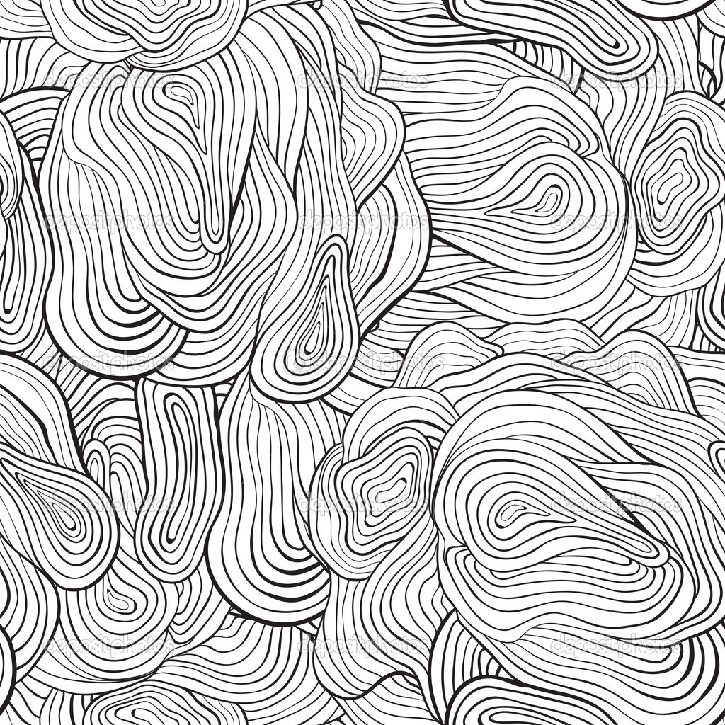 Vector seamless curve pattern. Black and white background