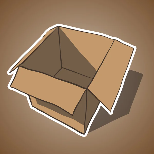 Offene Schachtel mit weißem Umriss. Zeichentrickvektorillustration — Stockvektor