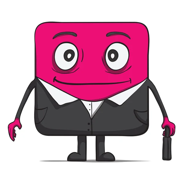 Funny cube dude businessman in suit. Square character. Vector illustration — Stock Vector