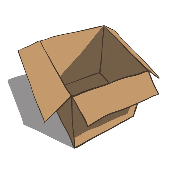 Offene Box isoliert auf weißem Hintergrund. Zeichentrickvektorillustration Stockillustration