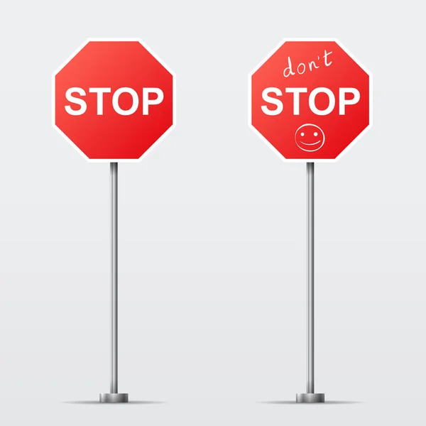停止し、孤立した道路標識を停止しないでください。ベクトル イラスト — ストックベクタ
