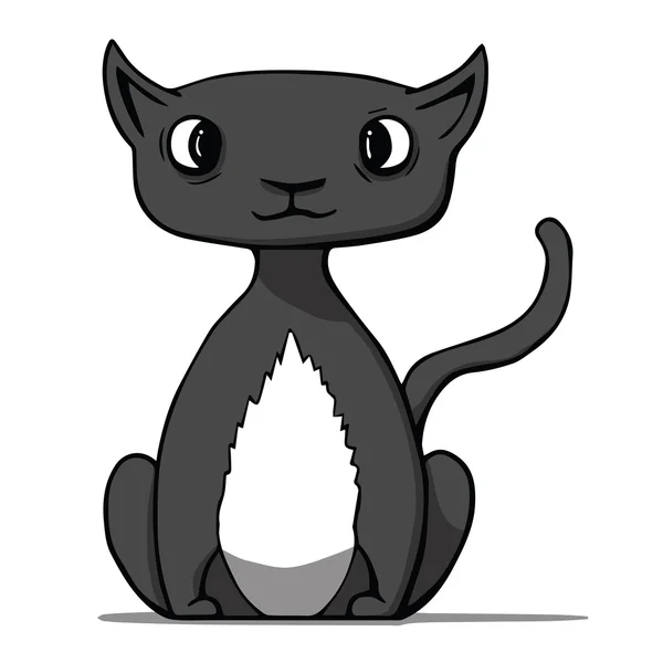 Komik karikatür siyah kedi. vektör çizim — Stok Vektör