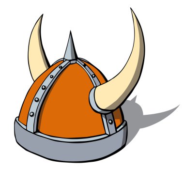 Viking kask boynuzları ile karikatür. vektör çizim