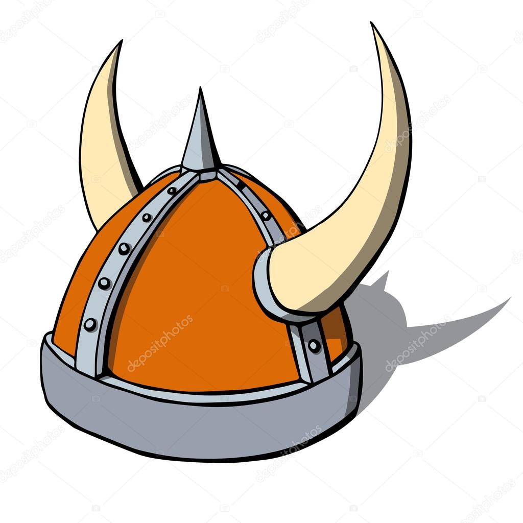 Cartoon viking helmet with horns. Vector illustration
