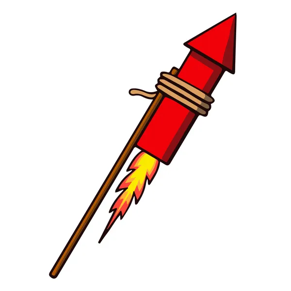 Un cohete de fuegos artificiales. Ilustración vectorial — Vector de stock