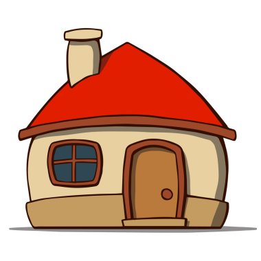 Beyaz arka plan üzerinde izole karikatür evi. vektör çizim