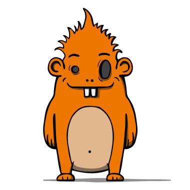 komik karikatür kıllı bir canavar. vektör çizim