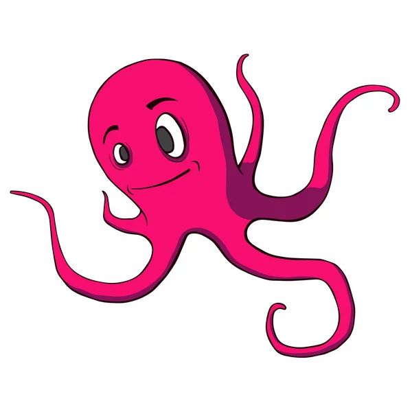 Divertido pulpo de dibujos animados en blanco. Ilustración vectorial — Archivo Imágenes Vectoriales