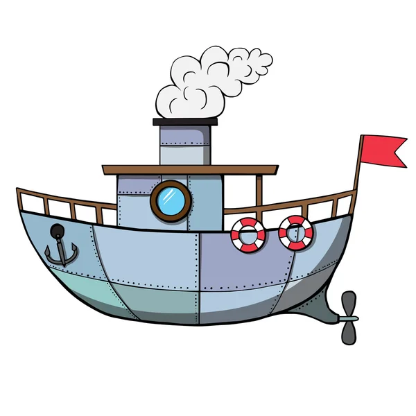 Карикатурный корабль. Векторная иллюстрация Стоковая Иллюстрация