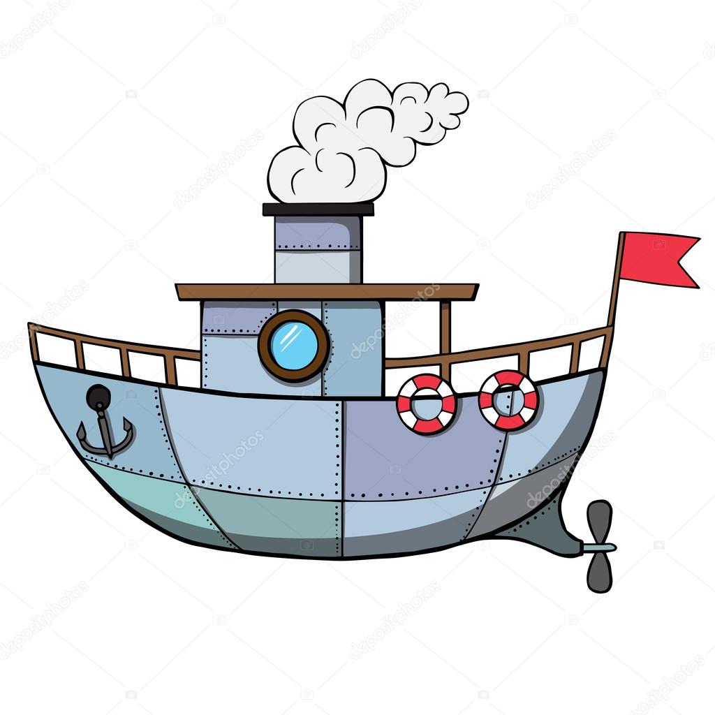 Cartoon ship. Vector illustration