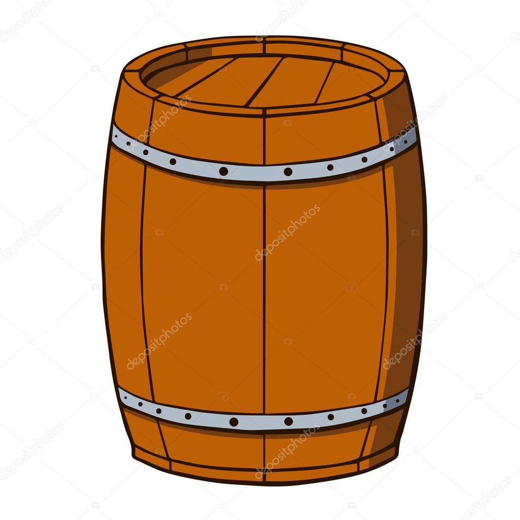 Cartoon barrel on white background. Vector illustration