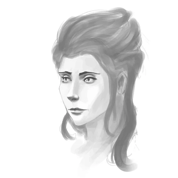 Retrato de mujer dibujado a mano. Imitación de boceto pancil en vector . — Vector de stock