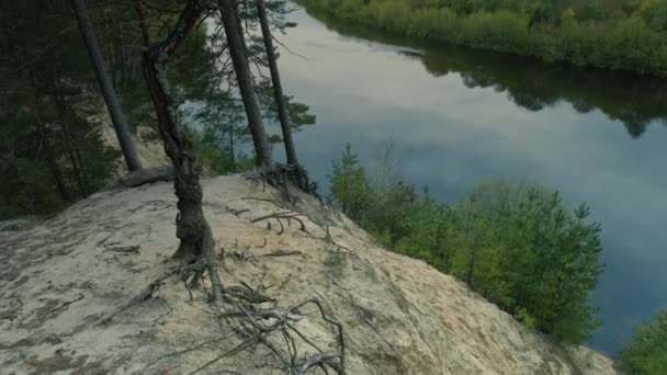 Wide Panorama Över Floden Med Utsikt Över Ängen Sommaren Före — Stockvideo