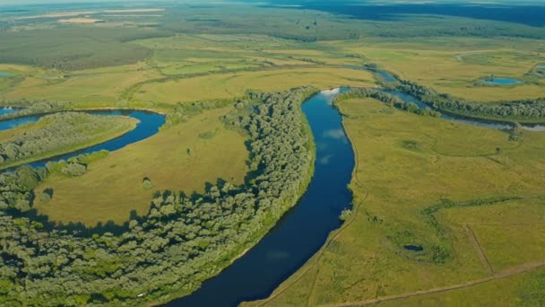 Повітряний Кінематограф Дрон Летить Надзвичайно Високо Над Красивим Пейзажем Меандром — стокове відео