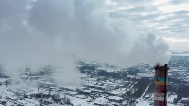 Contaminación Atmósfera Por Una Empresa Industrial Humo Humo Humo Emisiones — Vídeos de Stock