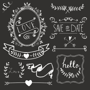 Chalkboard Wedding graphic set clipart