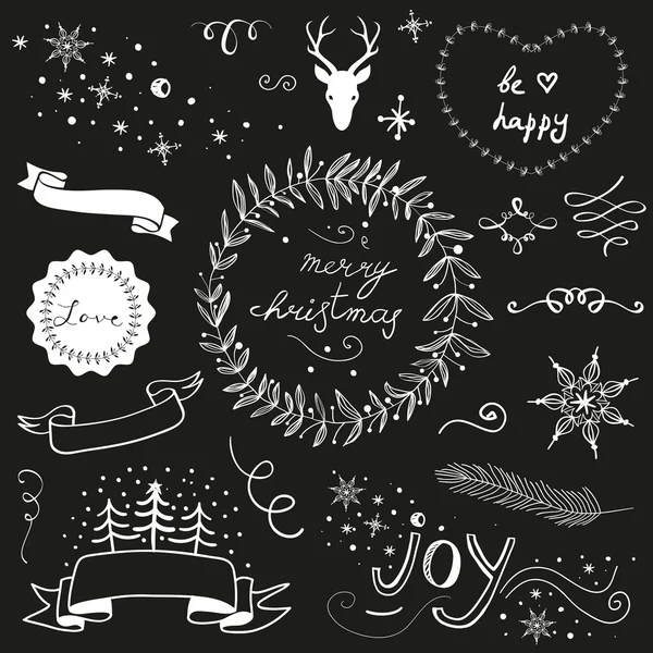 Set de tableau de Noël doodle — Image vectorielle