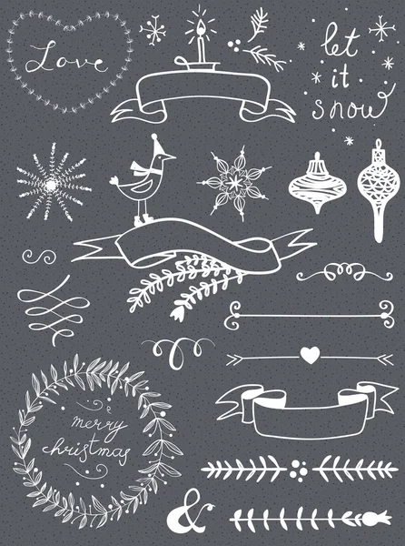 Christmas chalkboard graphic set. — Stock Vector