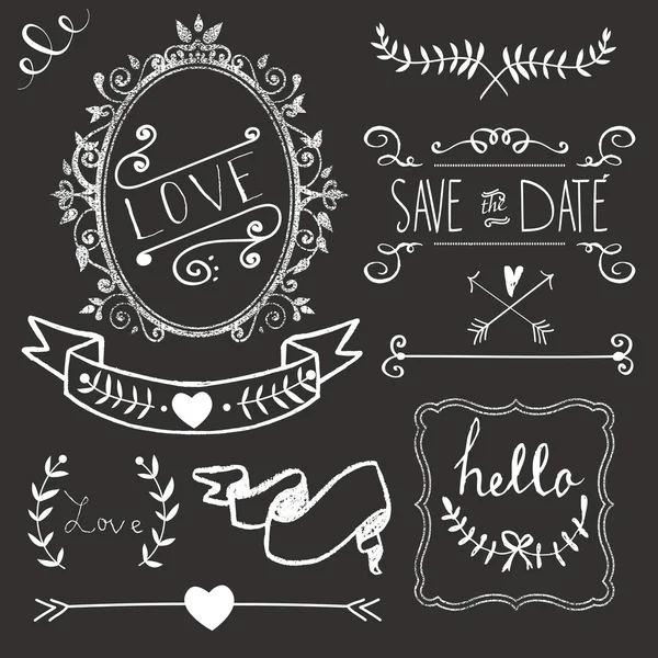 Chalkboard Wedding graphic set — Stock Vector